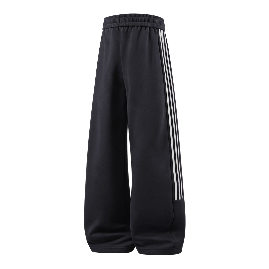 Women Wide High-Waist Jogging Pants with Distinct Side Stripes & Drawstring Mune Fashion