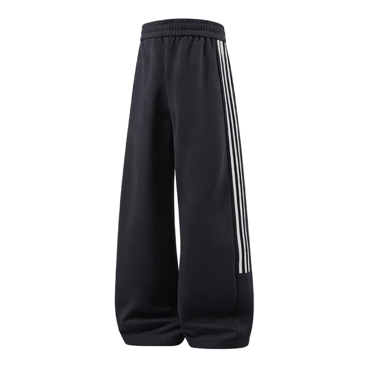 Women Wide High-Waist Jogging Pants with Distinct Side Stripes & Drawstring Mune Fashion