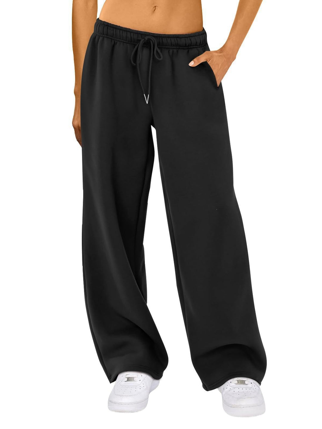 Women's wide lounge pants with high comfort waistband, elastic drawstring and side slant pockets Mune Fashion