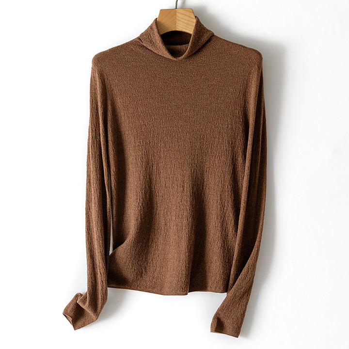 Women's textured knit turtleneck sweater with a light crinkle effect Mune Fashion