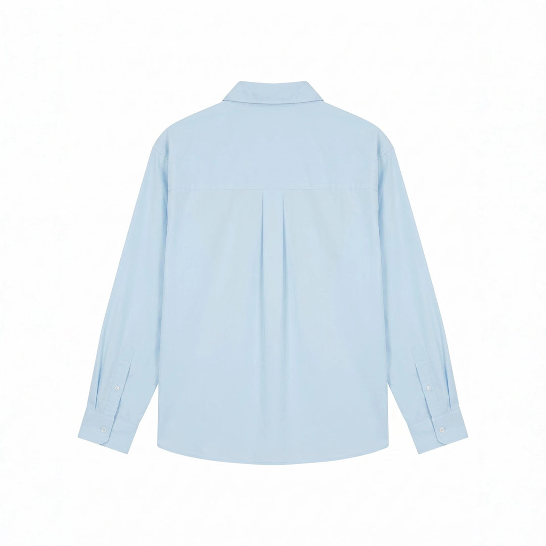 Men's Oversized Shirt with Embroidered Chest Patch and Kent Collar Mune Fashion