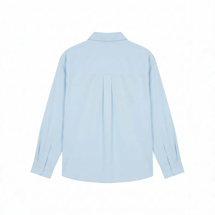 Men's Oversized Shirt with Embroidered Chest Patch and Kent Collar Mune Fashion