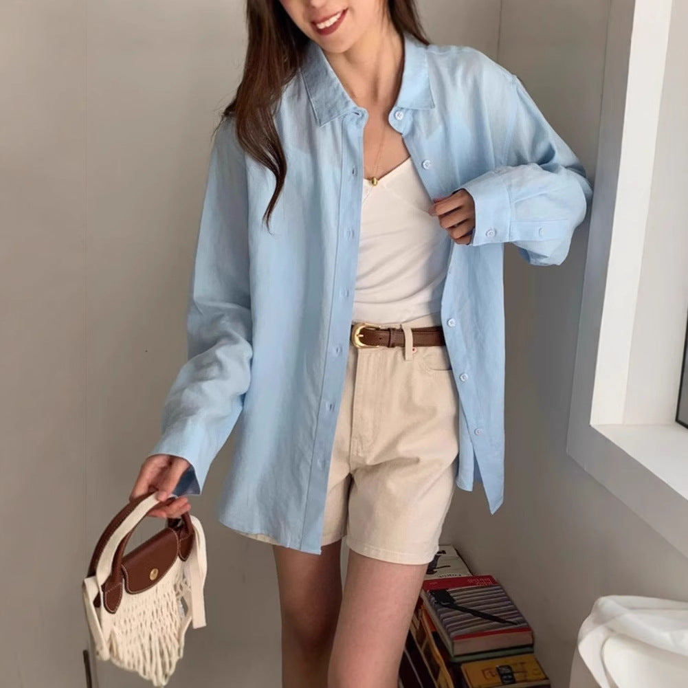 Women's Casual Oversized Shirt Blouse with Boxy Silhouette and Roll-Up Sleeves Mune Fashion