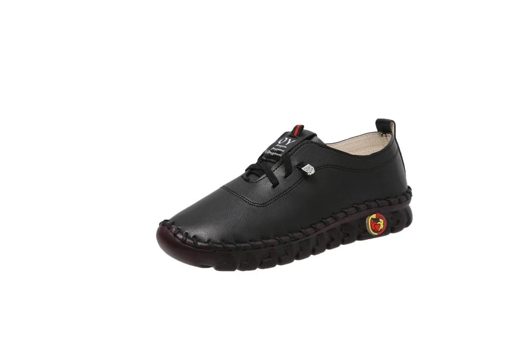 Women's hand-sewn moccasin loafers with elastic lacing, padded comfort insole, and patterned rubber sole Mune Fashion