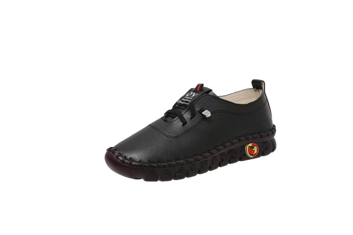 Women's hand-sewn moccasin loafers with elastic lacing, padded comfort insole, and patterned rubber sole Mune Fashion