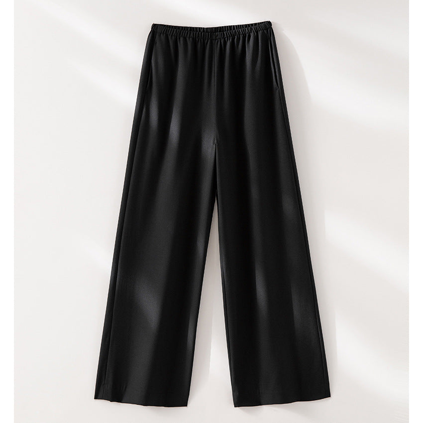 Women's Oversize Satin Blouse in Shirt Cut with Classic Collar and Rounded Hem Mune Fashion