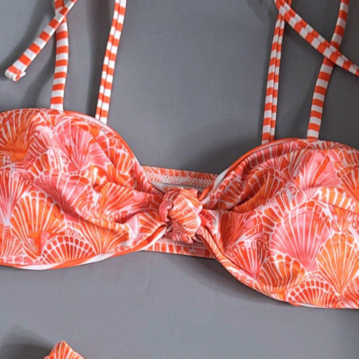 Women Bandeau Bikini with Ruffles and Side Ties Mune Fashion