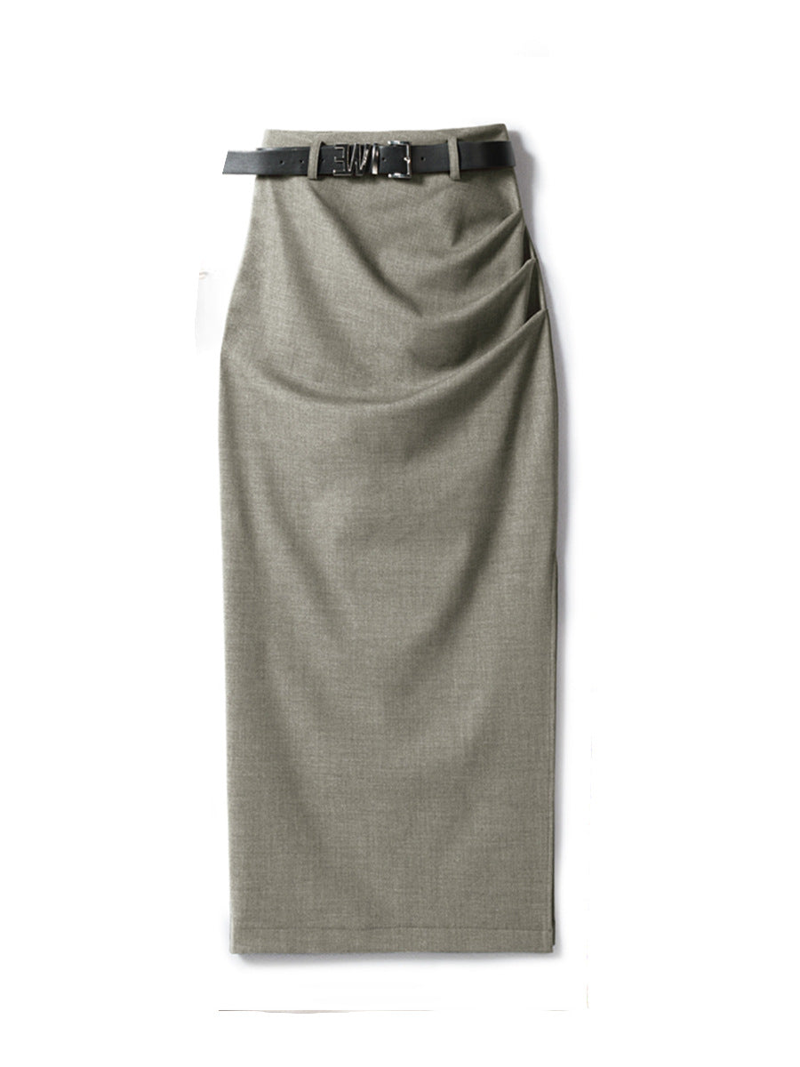 Ladies Elegant Wrap Skirt with Waist Belt Mune Fashion