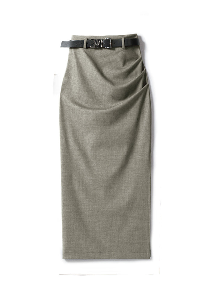 Ladies Elegant Wrap Skirt with Waist Belt Mune Fashion