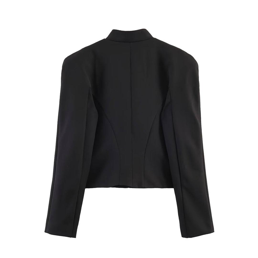 Women's short jacket in military style with stand-up collar and decorative frog detail Mune Fashion