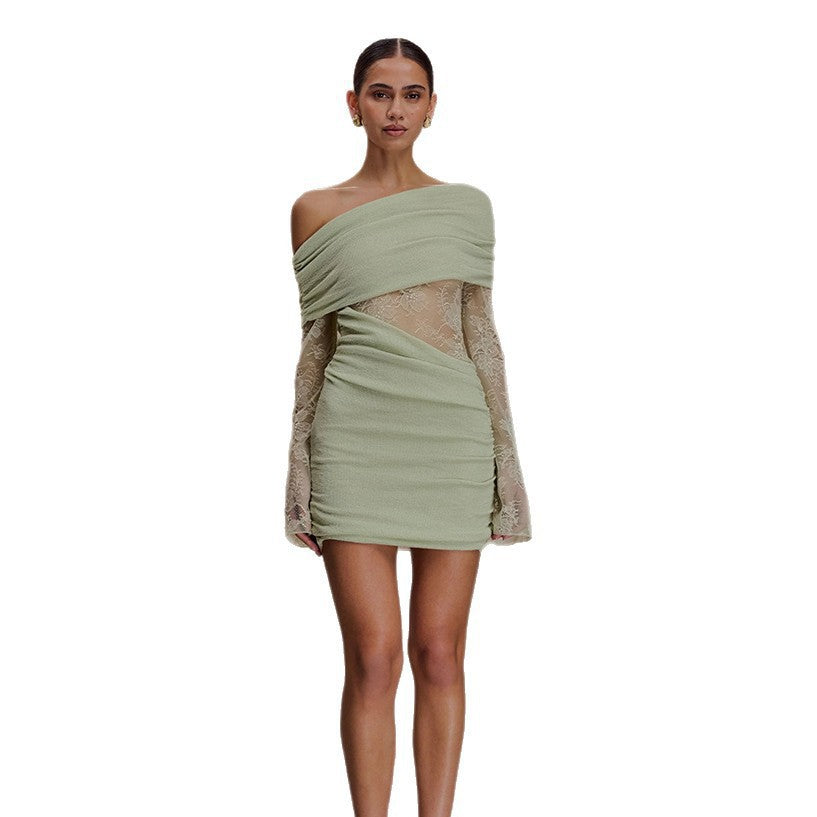 Women's elegant mini dress with lace sleeves Mune Fashion