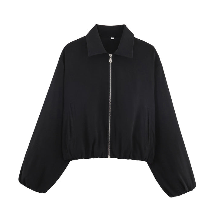 Women's short jacket in Harrington style with polka dot pattern, balloon sleeves, and elastic hem Mune Fashion