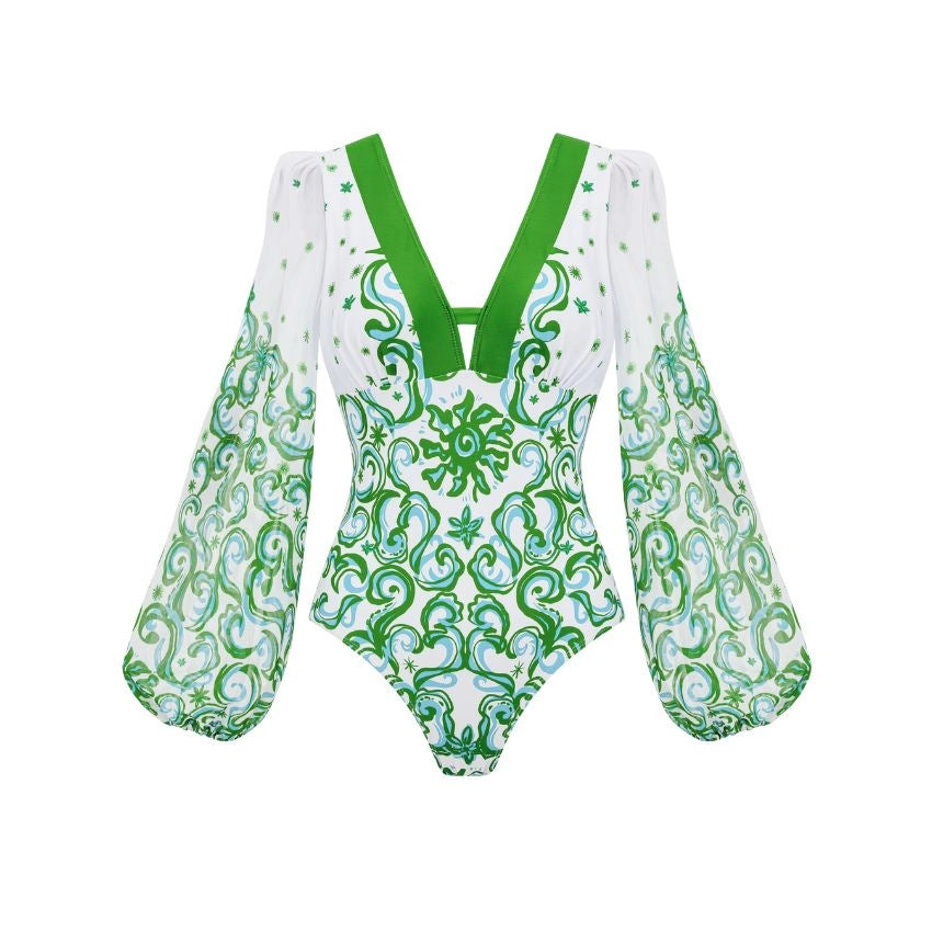 Ladies One-Shoulder Swimsuit with Transparent Wrap Skirt Mune Fashion