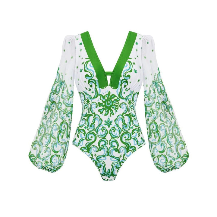 Ladies One-Shoulder Swimsuit with Transparent Wrap Skirt Mune Fashion