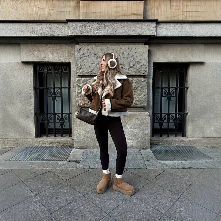 Women Casual and Warm Sheepskin Jacket