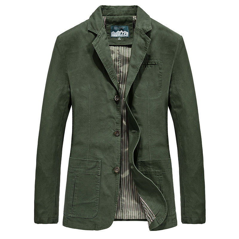 Men's casual cotton twill blazer with patch pockets and striped lining Mune Fashion