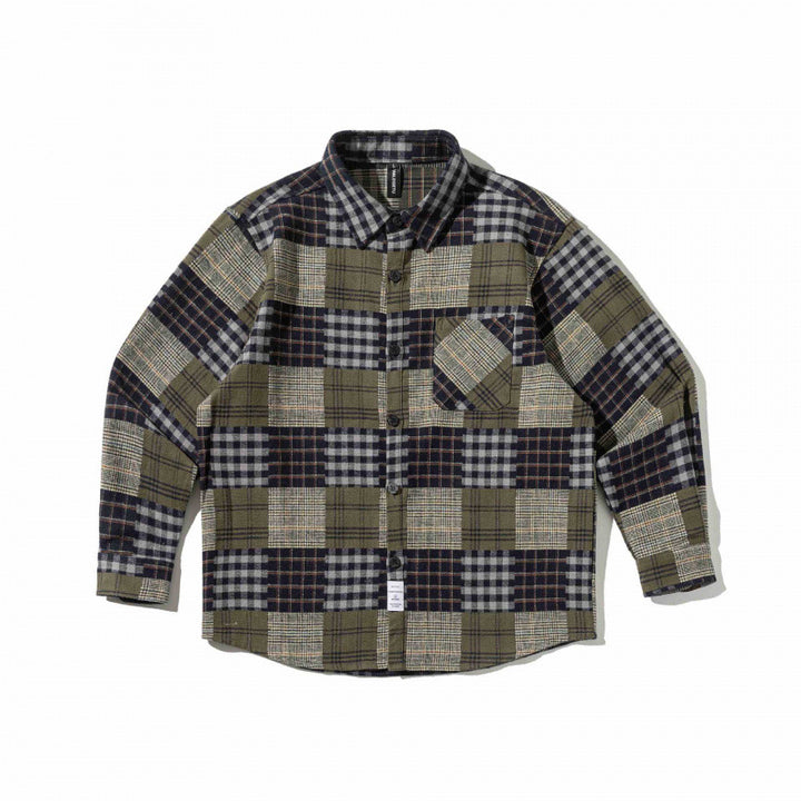 Unisex Checked Overshirt in Boxy Cut made of Brushed Flannel with Patch Chest Pocket Mune Fashion