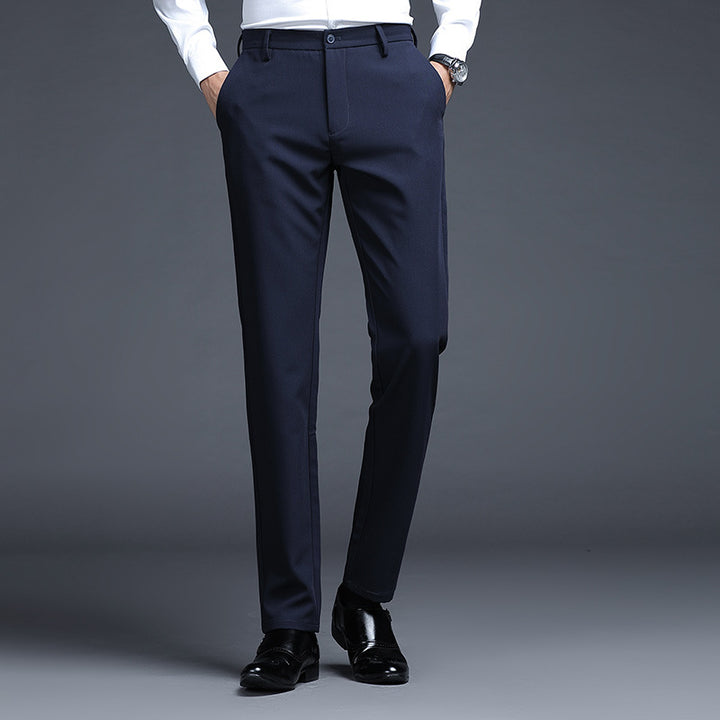 Men's Formal Slim-Fit Suit Trousers with Stretch Waistband and Crease Mune Fashion