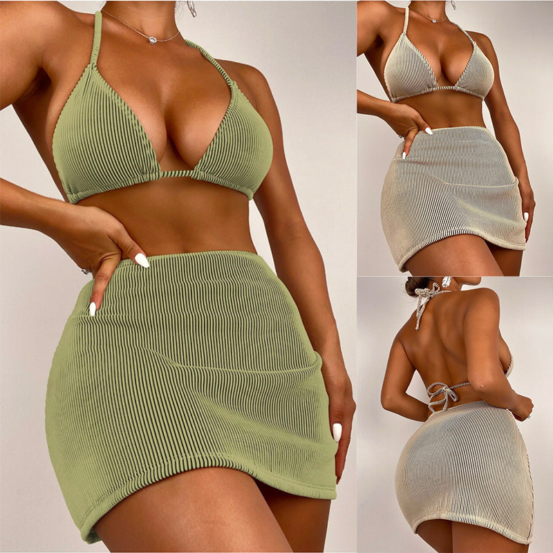Ladies Bikini Set with voluminous skirt and stylish ruching Mune Fashion