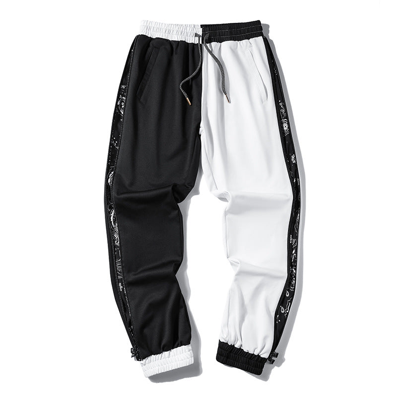 Men's loose-fitting street style jogging pants with bandana side insert and elastic hem Mune Fashion