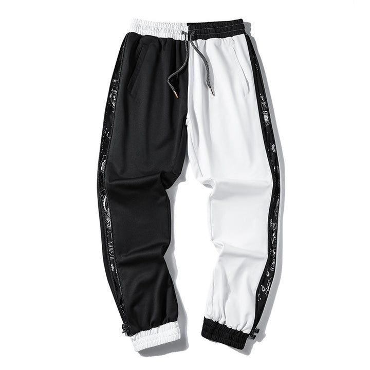 Men's loose-fitting street style jogging pants with bandana side insert and elastic hem Mune Fashion