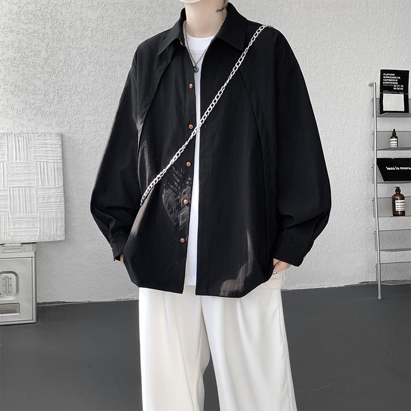 Men's Oversized Shirt Jacket made of lightweight cotton blend with straight cut & button placket Mune Fashion