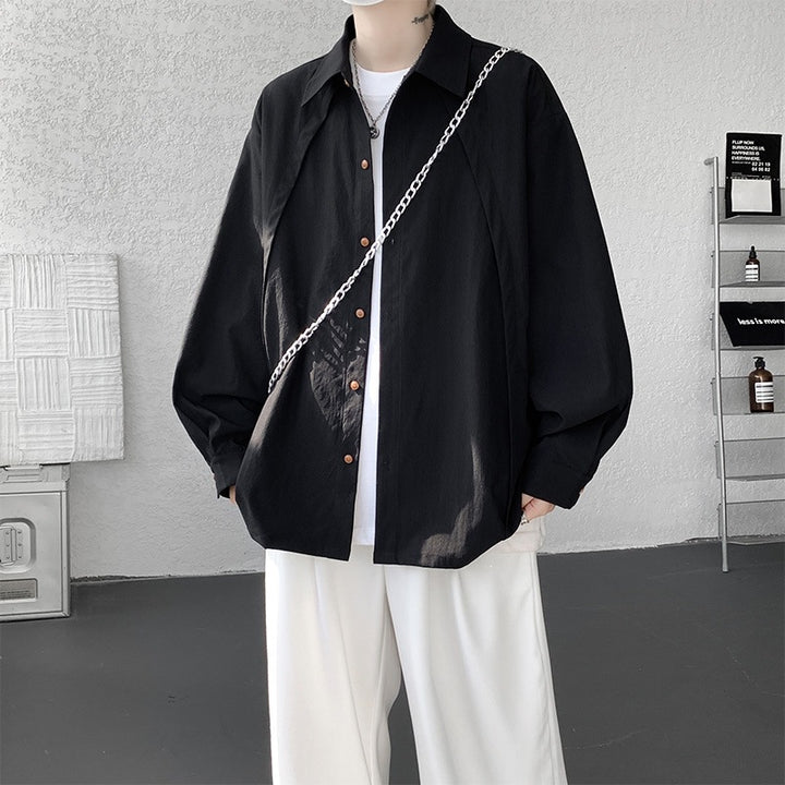 Men's Oversized Shirt Jacket made of lightweight cotton blend with straight cut & button placket Mune Fashion