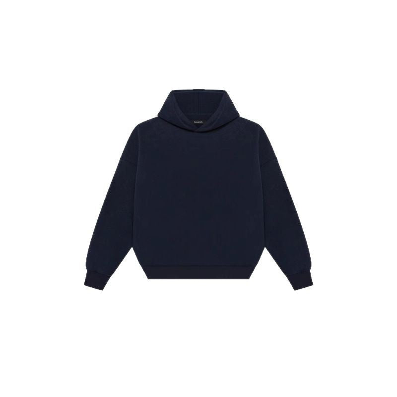 Unisex minimalist hoodie without kangaroo pocket with dropped shoulder and ribbed hem Mune Fashion
