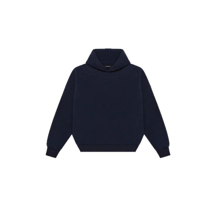 Unisex minimalist hoodie without kangaroo pocket with dropped shoulder and ribbed hem Mune Fashion