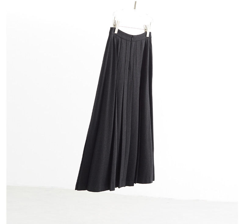 Women Long Pleated Skirt with High Waist Mune Fashion