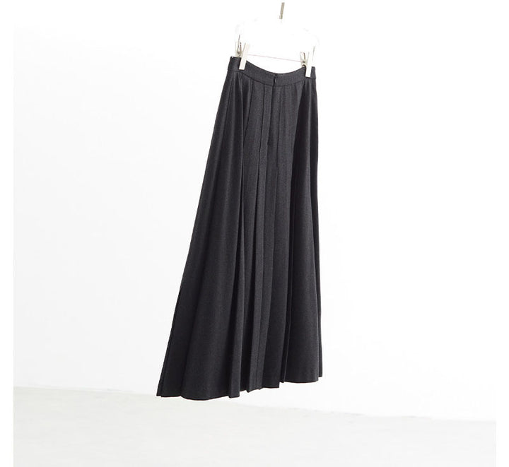 Women Long Pleated Skirt with High Waist Mune Fashion