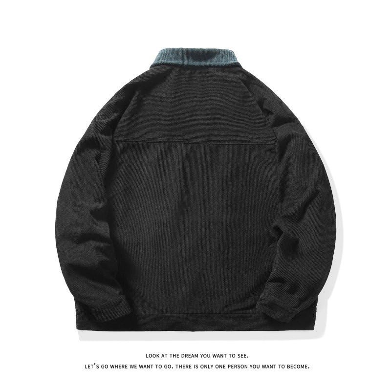 Men's unlined cord jacket with contrast collar and front zipper Mune Fashion