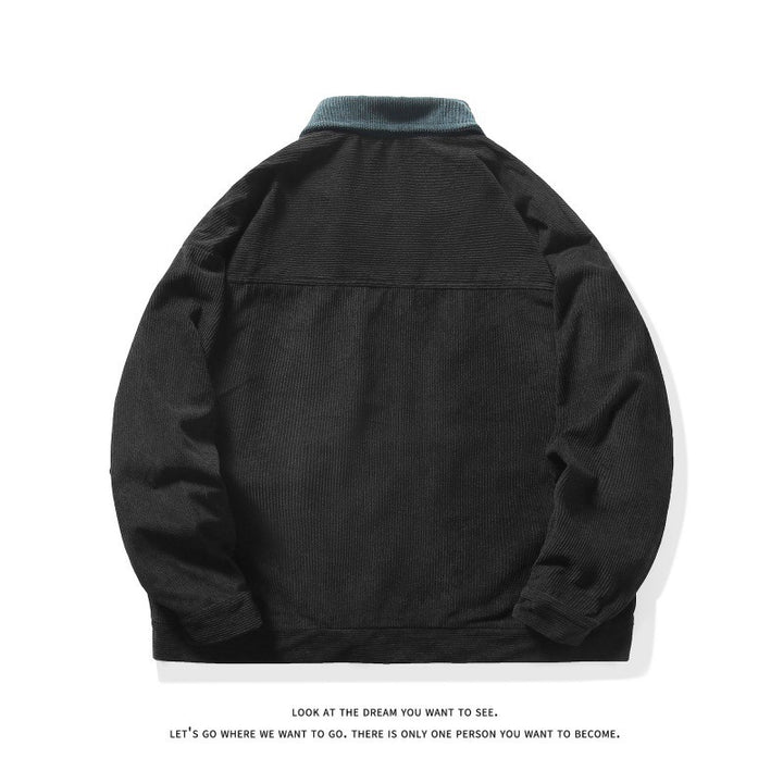 Men's unlined cord jacket with contrast collar and front zipper Mune Fashion