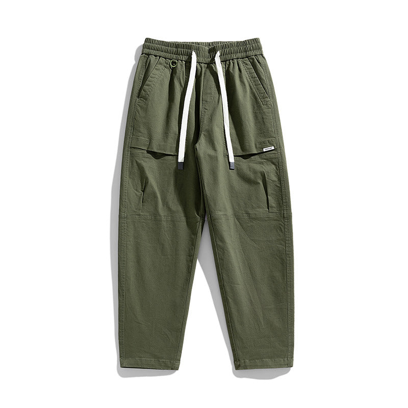 Herren Baggy-Utility-Cargohose im Tapered-Schnitt mit elastischem Tunnelzugbund, aufgesetzten Fronttaschen und Knieabnähern Mune Fashion