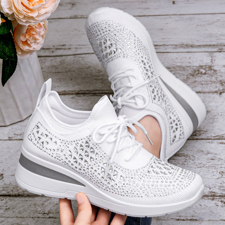 Women's knit platform sneakers with sparkling embellishment, sock-like entry, and shock-absorbing EVA midsole Mune Fashion