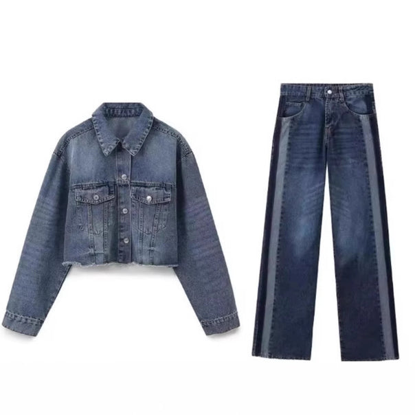 Women's 10+ wide High-Waist Denim Palazzo Pants with contrasting side panels Mune Fashion