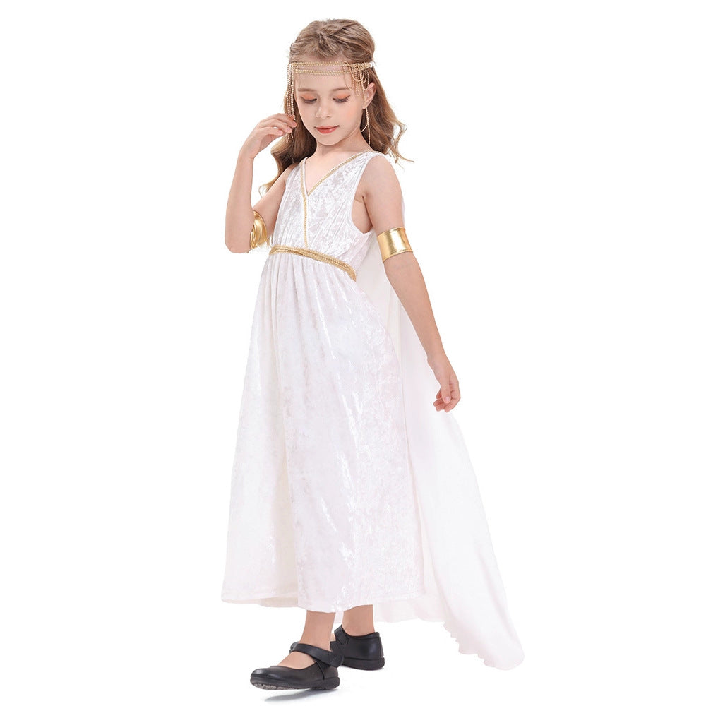 Ladies mythological costume dress with flowing cape Mune Fashion