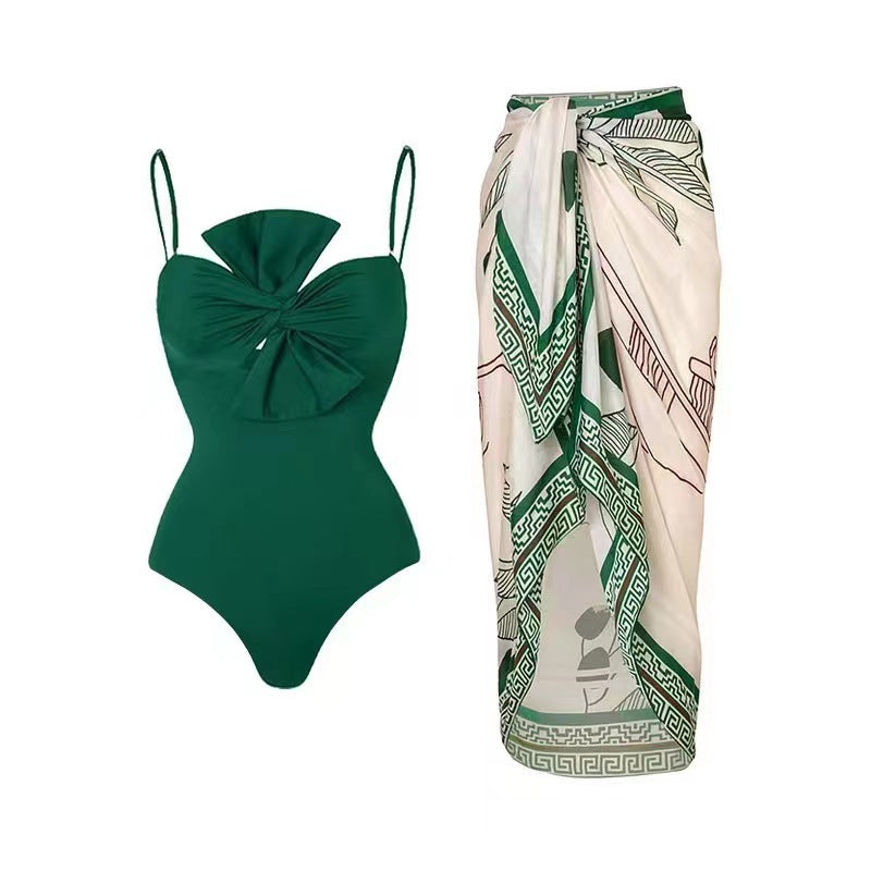 Women's swimsuit with elegant wrap design and floral pareo Mune Fashion