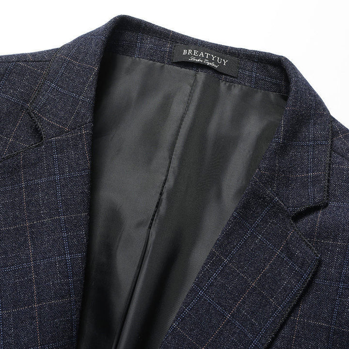 Men's slim-fit blazer with check pattern and light shoulder padding Mune Fashion