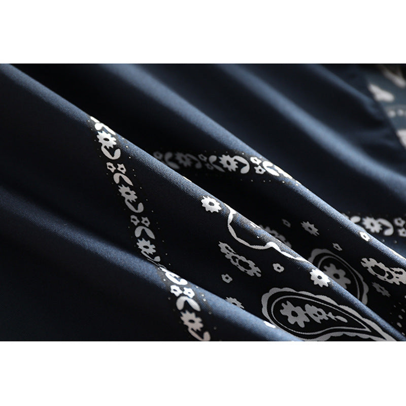Women’s midi skirt in satin look with paisley print, bias cut & high waistband Mune Fashion