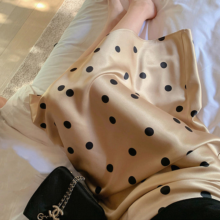 Ladies Elegant Satin Skirt with Polka Dots Mune Fashion