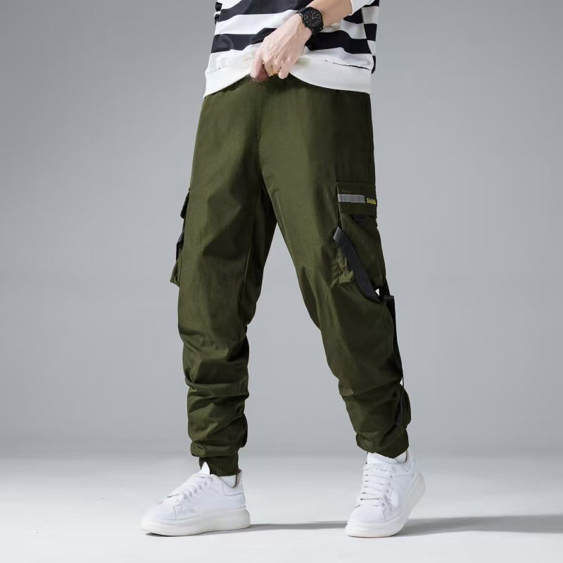 Men's Tech Cargo Jogging Pants with Multi-Pockets, Drawstrings & Elastic Cuffs Mune Fashion
