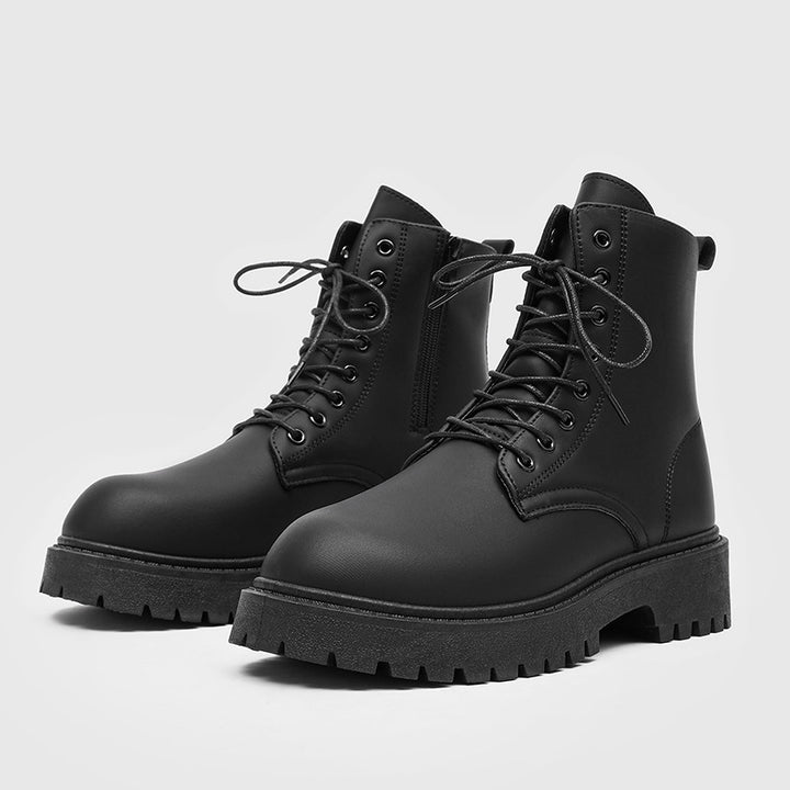 Women's Platform Combat Boots with Sturdy Tread Sole and Pull Tab Mune Fashion
