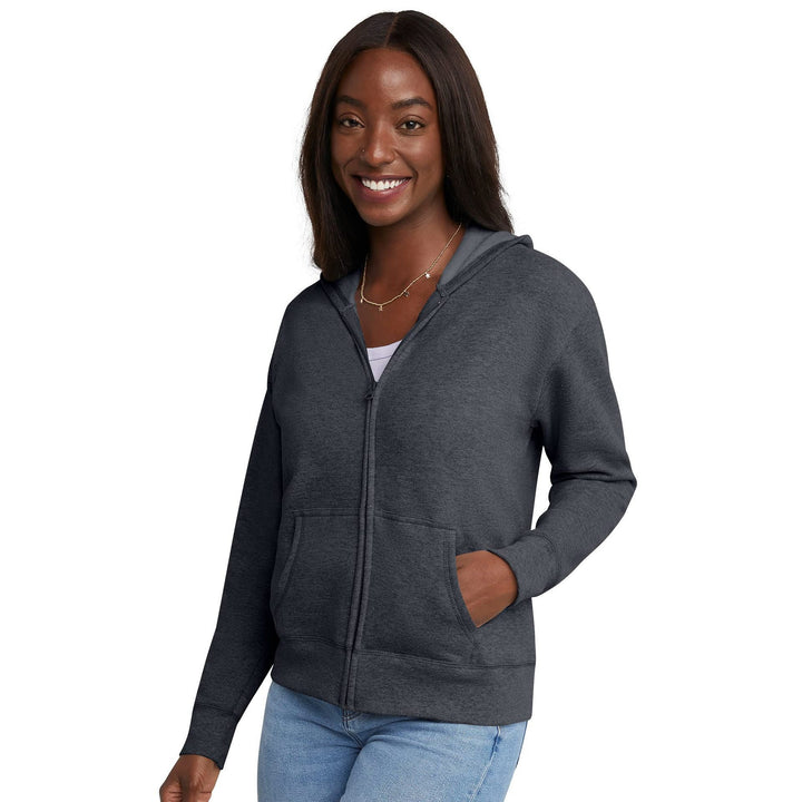 Women's hooded sweat jacket with full zip, kangaroo pockets, and ribbed cuffs Mune Fashion