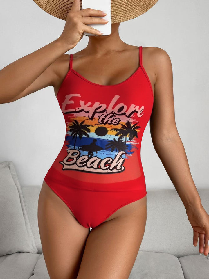 Women One-Piece Swimsuit with Trendy Graphic Design Mune Fashion