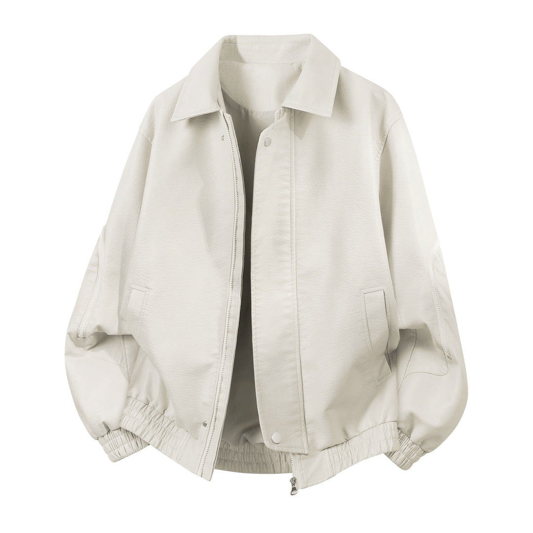 Men's oversized faux leather blouson with elastic hem and concealed zipper Mune Fashion
