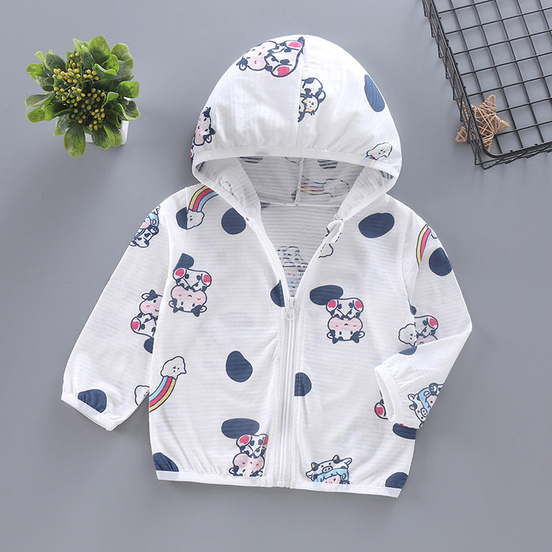 Unisex lightweight hoodie for toddlers with cute animal print and zipper Mune Fashion
