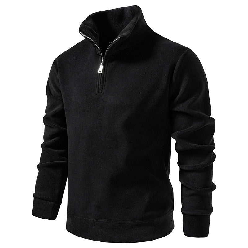 Men's Fleece Half-Zip Pullover with Standing Collar and Soft Microfleece Mune Fashion