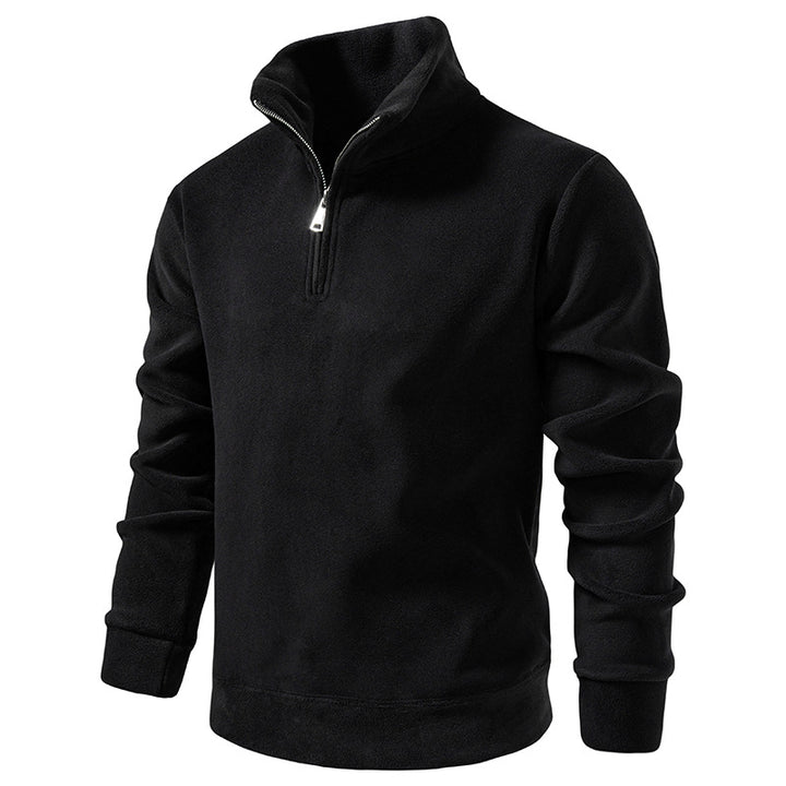 Men's Fleece Half-Zip Pullover with Standing Collar and Soft Microfleece Mune Fashion