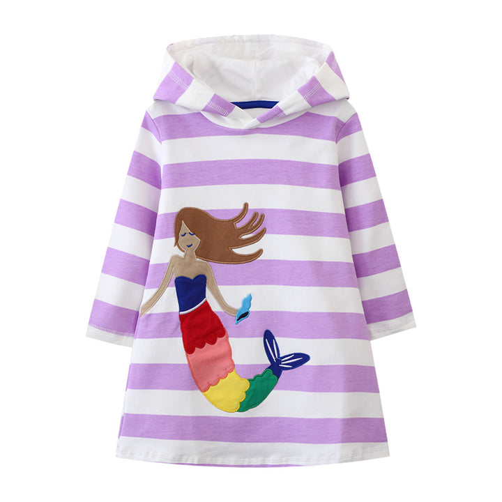 Girl's hooded dress with maritime motif Mune Fashion